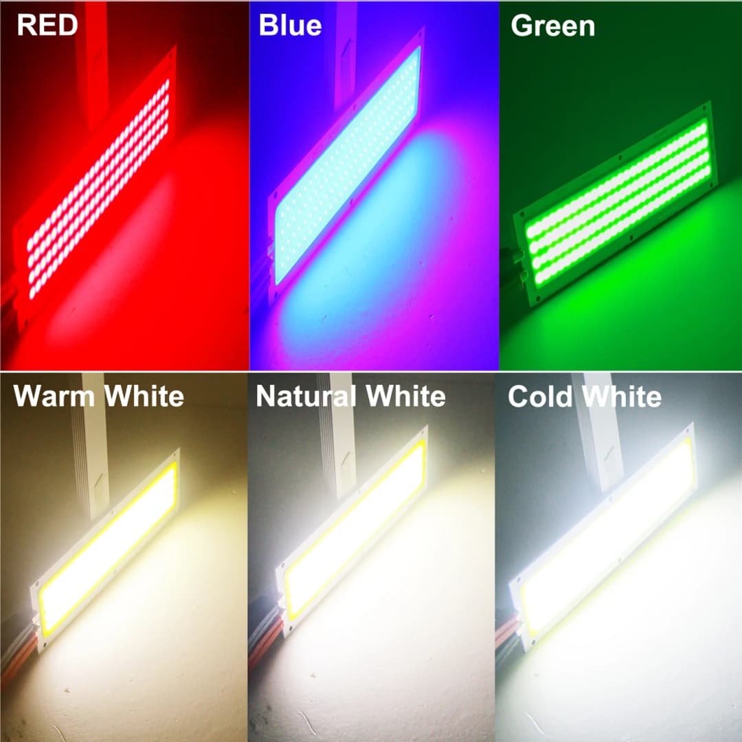 لوحة مصباح LED COB 12V، 12W، مصدر ضوء، ألوان دافئة/طبيعية/بيضاء باردة/زرقاء/حمراء/خضراء، 120x36 مم، لمصباح سيارة DIY - 6