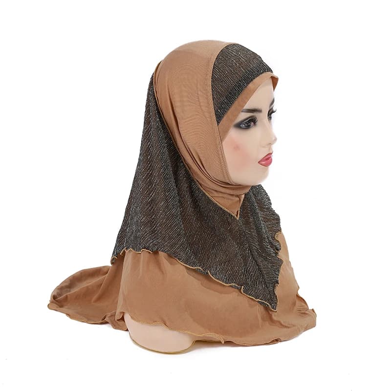 حجاب صلاة للبالغين أو الفتيات الكبيرات مقاس متوسط 70*60 سم، حجاب مسلم، وشاح حجاب إسلامي، قبعة، غطاء رأس أميرة - 6