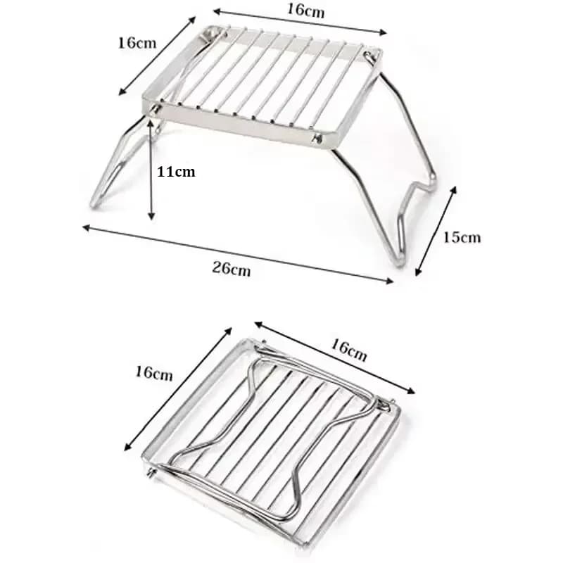 Outdoor Stainless Steel Stove Holder Camping Portable Folding Mini Barbecue Rack Set Pot Holder Baking Tray Holder - 6