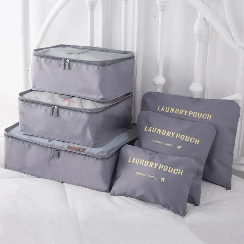 6 PCS Travel Storage Bag Set for Clothes Tidy Organizer Wardrobe Suitcase Pouch Travel Organizer Bag Case Shoes Packing Cube Bag - 4