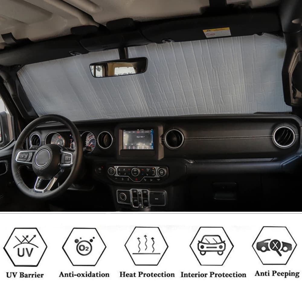 Car Front Windshield Sunshade Sun Visor Anti UV Insulation Pad for Jeep Wrangler JL Gladiator JT 2018-2025 Interior Accessories - 6