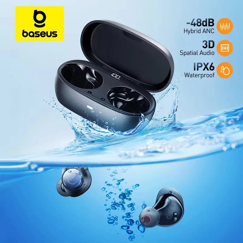 سماعات أذن لاسلكية Baseus Bowie MA10 Pro ANC إلغاء الضوضاء الهجين 48dB بلوتوث 5.3 سماعات أذن مقاومة للماء IPX6 4 ميكروفونات سماعات رياضية ENC