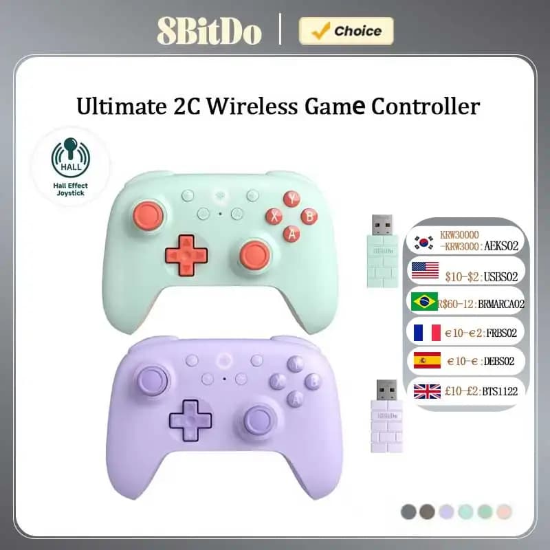 8BitDo Ultimate 2C Wireless Gaming Controller，Gamepad with Hall Effect for PC, Windows 10, 11, Steam Deck, Raspberry Pi, Android