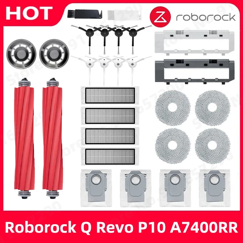 قطع غيار Roborock Q Revo P10 A7400RR: فرشاة جانبية رئيسية، مرشح Hepa، حامل أقمشة ممسحة، كيس غبار، إكسسوارات مكنسة روبوت
