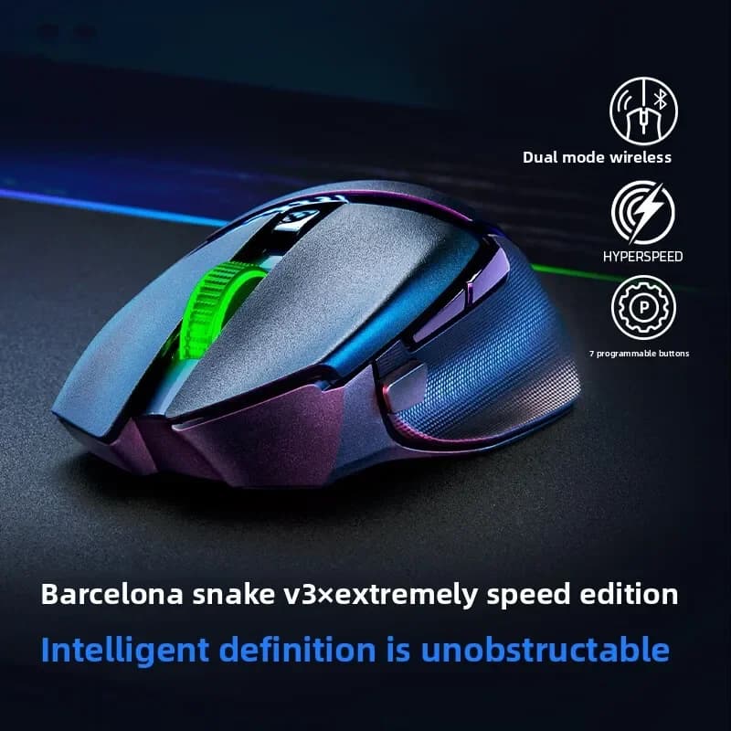 ماوس Razer Basilisk V3 X HyperSpeed الأصلي، ماوس ألعاب لاسلكي بإضاءة RGB (2.4 جيجا هرتز) وبلوتوث، مستشعر بصري 18K DPI - 2