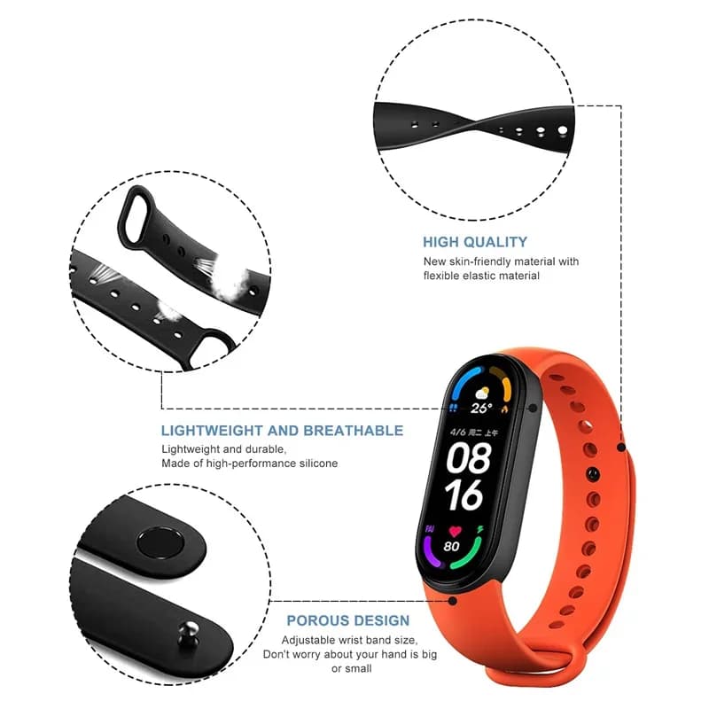 أربطة سيليكون لساعة شاومي Mi Band 7، متوافقة مع Miband 5/6 NFC - 3