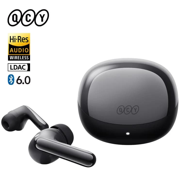 سماعات QCY MeloBuds N60 HT19 بلوتوث 6.0 لاسلكية مع تعزيز الجهير LDAC صوت عالي الدقة -56dB إلغاء ضوضاء هجين 45 ساعة IPX5