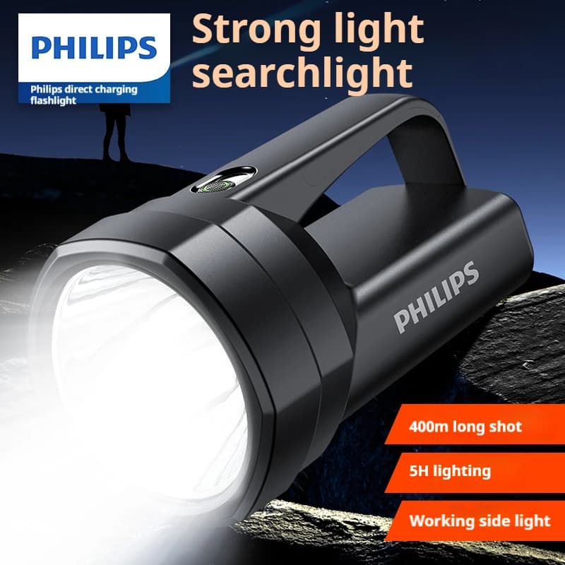 Philips كشافات تخييم قابلة لإعادة الشحن محمولة ومضادة للماء ضوء عمل كشاف خارجي فانوس تخييم مع إضاءة جانبية