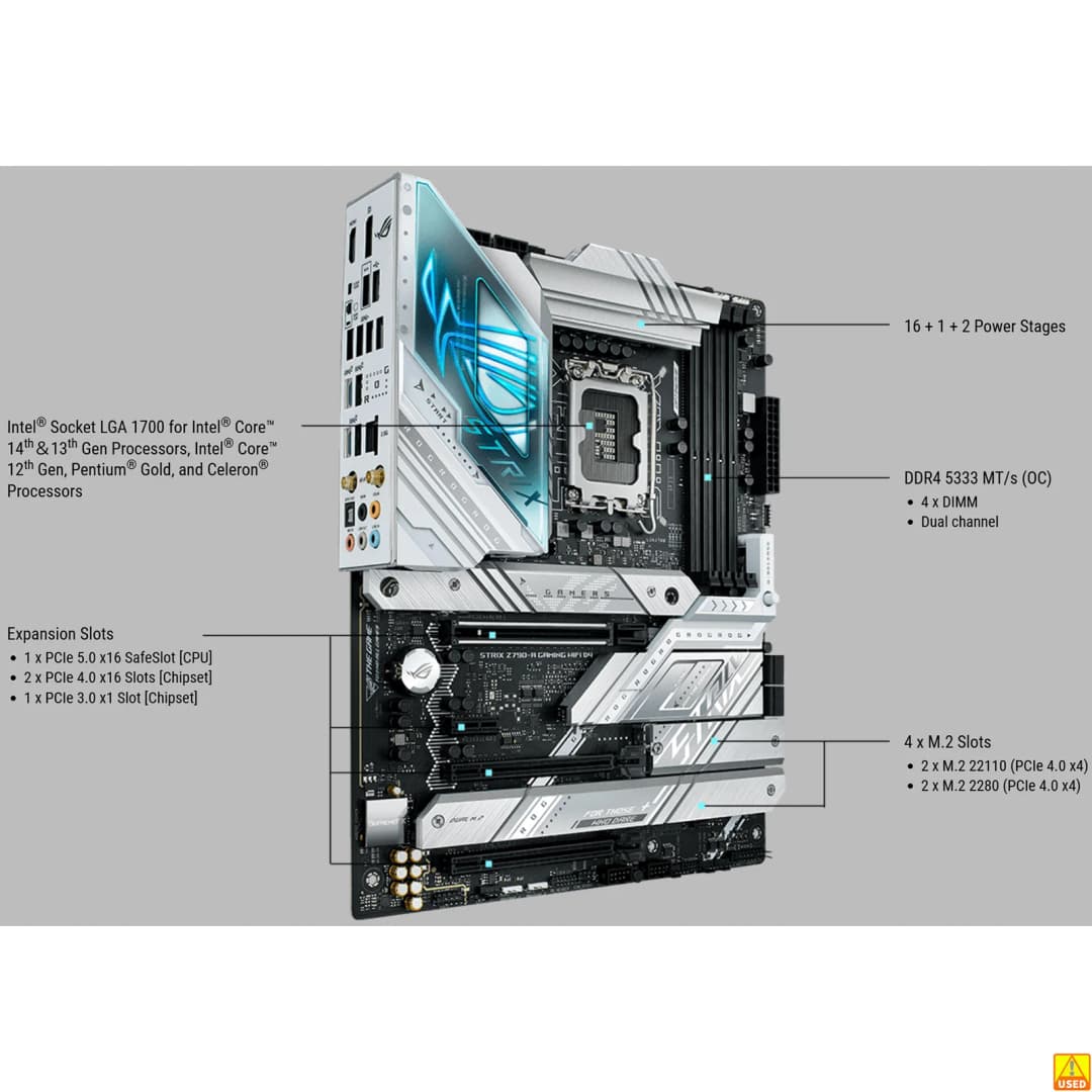 لوحة أم أسوس ROG STRIX Z790-A للألعاب، مقبس LGA1700، ذاكرة DDR4 حتى 5333 ميجاهرتز (OC)، شريحة Z790، ATX - 3