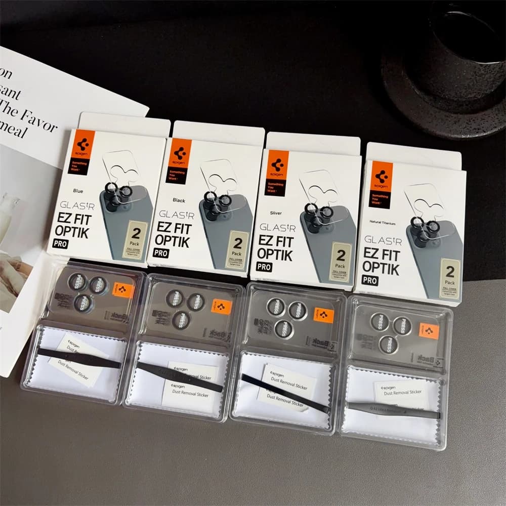 واقي شاشة عدسة الكاميرا من Spigen GlasTR EZ Fit Optik Pro لهواتف آيفون 17 برو ماكس إير و16 و15 و14 برو ماكس بلس - شاشة عدسة HD - قطعتان - 6