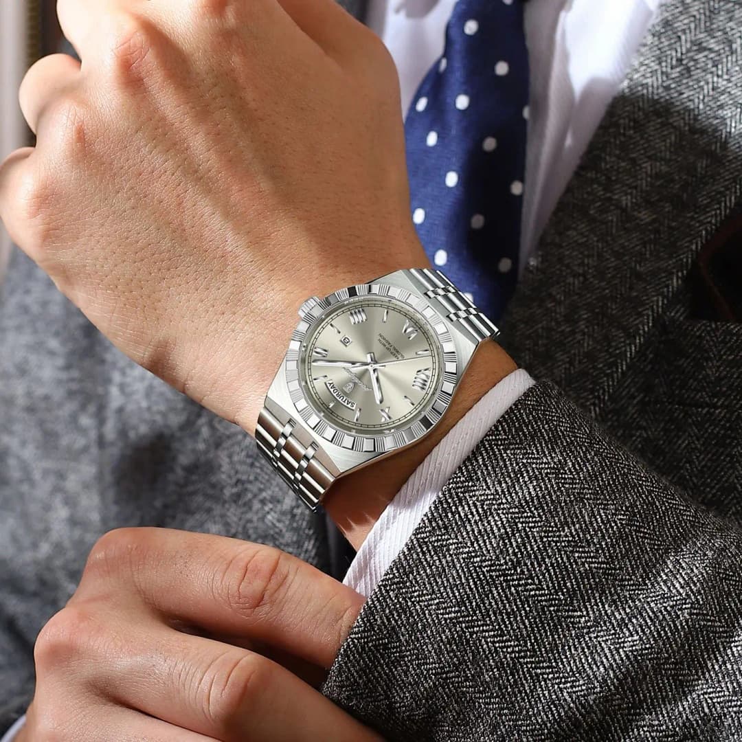 POEDAGAR Luxury Business Man Watch Week Date Waterproof Luminous Watches For Men Stainless Steel Quartz Fashion Men's Wristwatch - 5