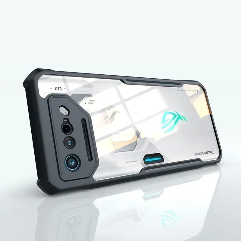 غطاء هاتف ASUS ROG 7 و 6 Pro و 7 Ultimate من البولي كربونات و TPU مع وسائد هوائية مقاومة للصدمات، غطاء عدسة خلفي شفاف - 2