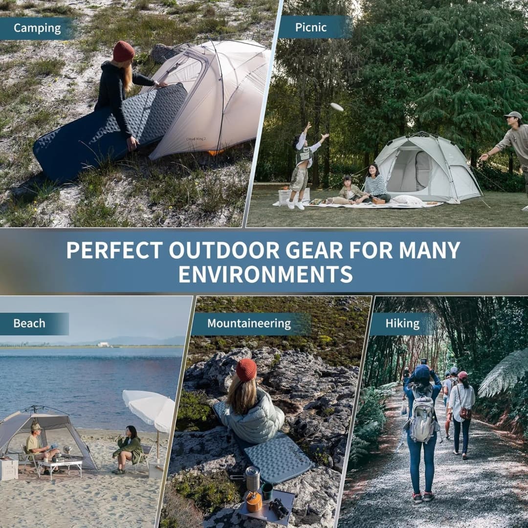 مرتبة هوائية من Naturehike خفيفة الوزن قابلة للطي والنفخ الذاتي سرير قابل للنفخ محمول بسجادة إسفنجية مرتبة تخييم قابلة للنفخ - 6