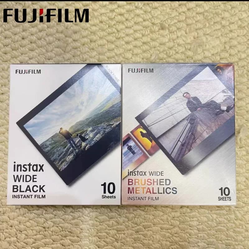 فيلم Fujifilm Instax Wide جديد بورق حافة بيضاء، ورق صور أسود/أبيض/مخطط، لكاميرا Fuji الفورية 300/200/210/100/500