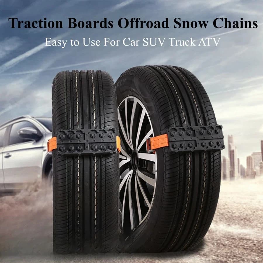 2PCS Traction Boards Offroad Snow Chains Replaces Recovery Boards & Tire Chain For Stuck Tires in Ice Mud Sand Snow For Car SUV - 2