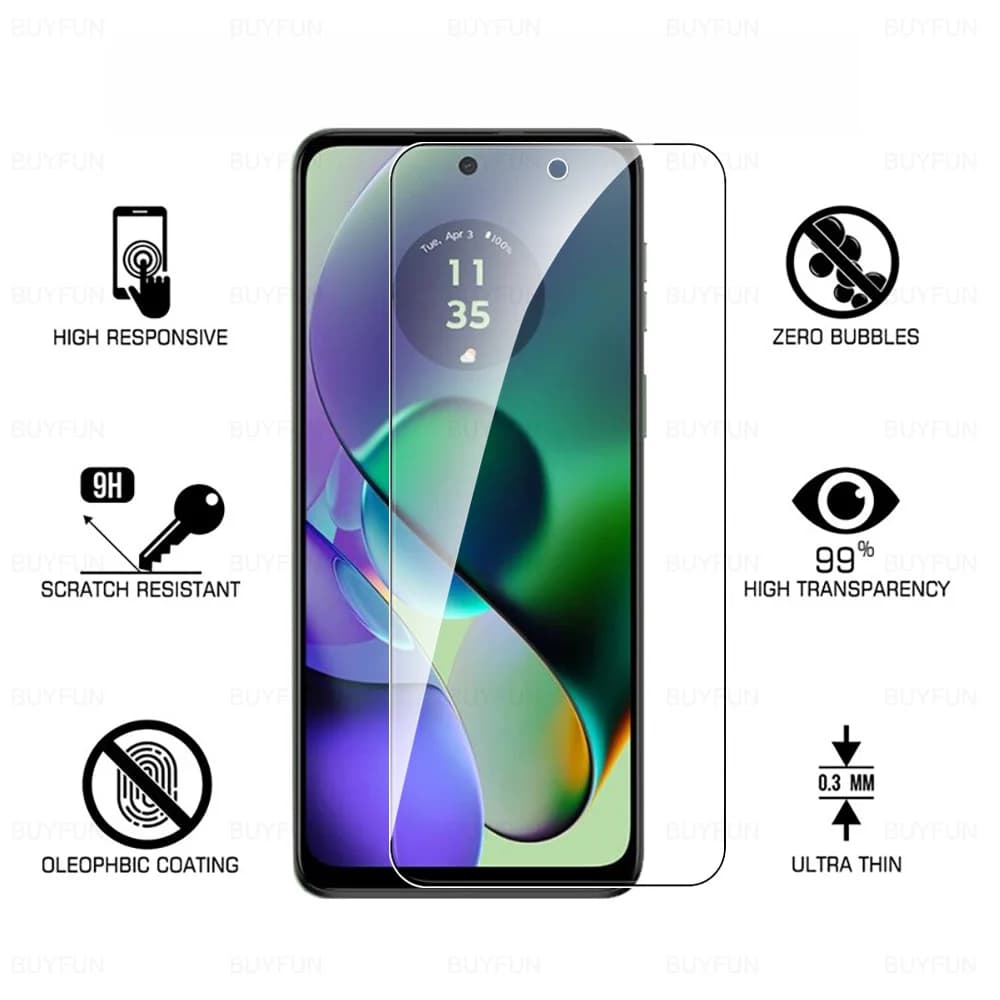 واقي شاشة زجاجي عالي الدقة لهواتف موتورولا Moto G54 وG14 وG34 وG84 وG04 وG04s وG24 وG75 وG55 وG45 وG35 وG15 وG05 وG06 وG56 وG86 - 4G و5G - 2