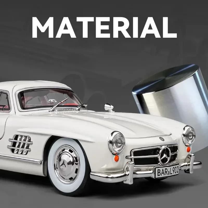 نموذج سيارة مرسيدس بنز 300SL بمقياس 1:24 من سبائك معدنية كلاسيكية قديمة مع إضاءة وصوت هدية لعبة للأطفال - 2