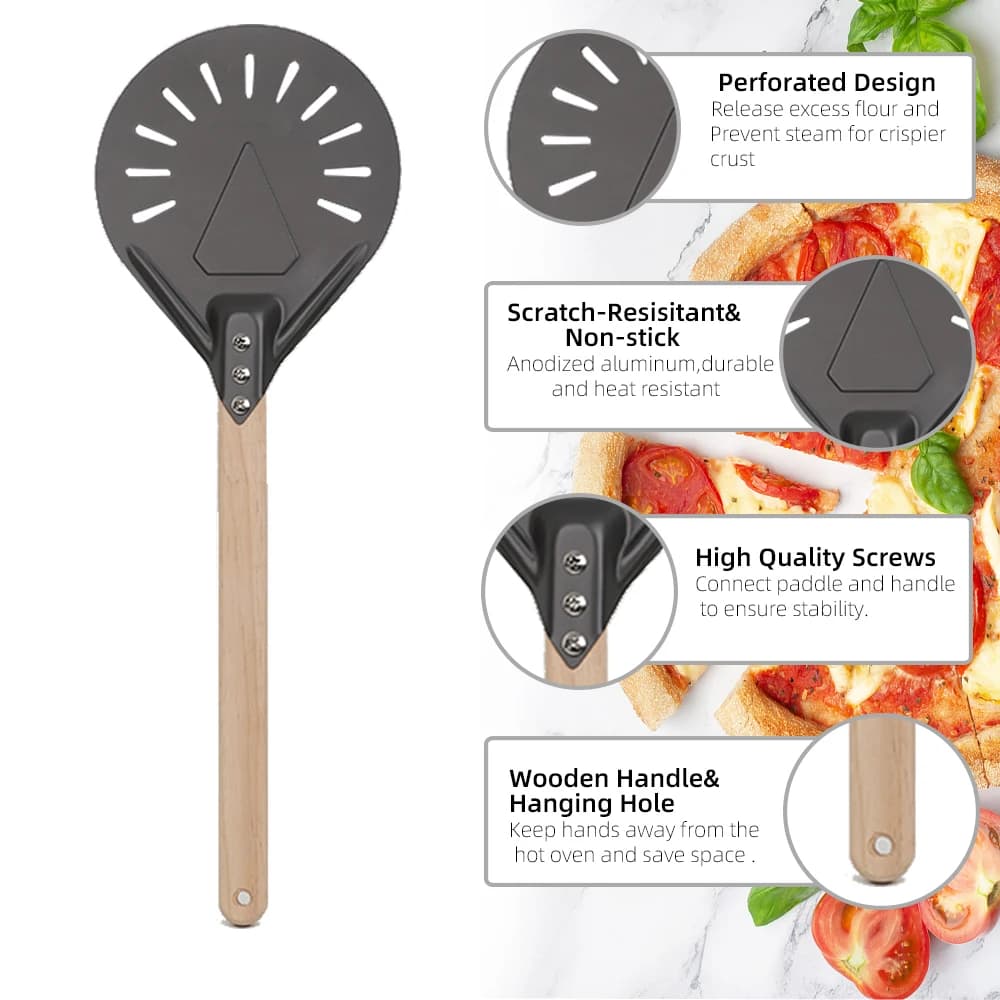 7 8 9 10 Inch Long Pizza Peel AdjustableTurning Shovel Spatula Baking Tool  Kitchen Utensils Nonstick Big Pizza Turner for Oven - 3