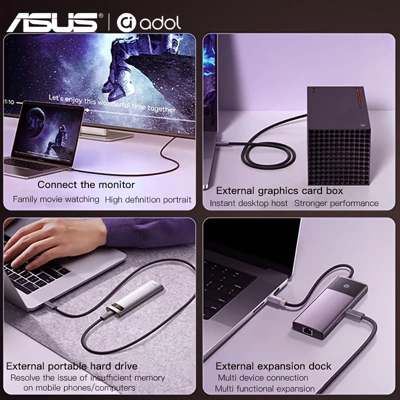 ASUS USB4 Cable 40Gbps 240W 8K For Thunderbolt 4 Type C Fast Charging Thunderbolt3 USB 4.0 USB C to C Data Transfer Cable - 5
