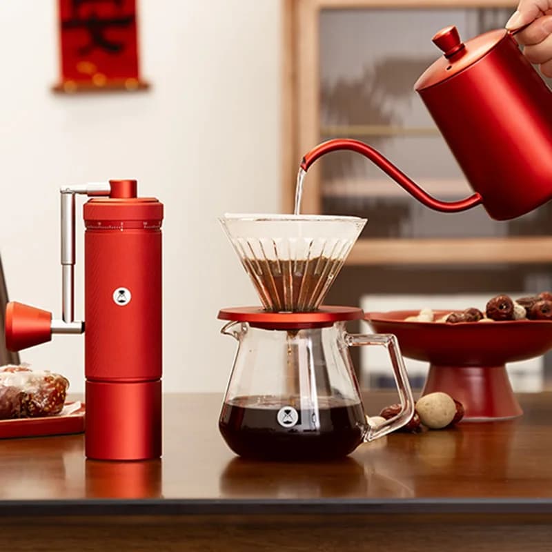 مطحنة قهوة يدوية TIMEMORE Chestnut S3 بجسم معدني بالكامل وشفرة S2C مع فرشاة تنظيف شحن مجاني باللون الأحمر الصيني - 4