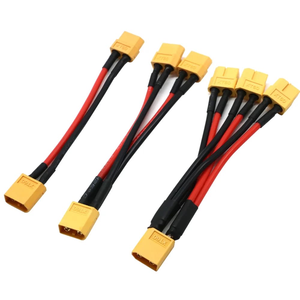 XT60 موصل البطارية المتوازي كابل ذكر/أنثى تمديد مزدوج Y الفاصل/ 3-Way 14AWG سلك السيليكون لمحرك بطارية RC - 5