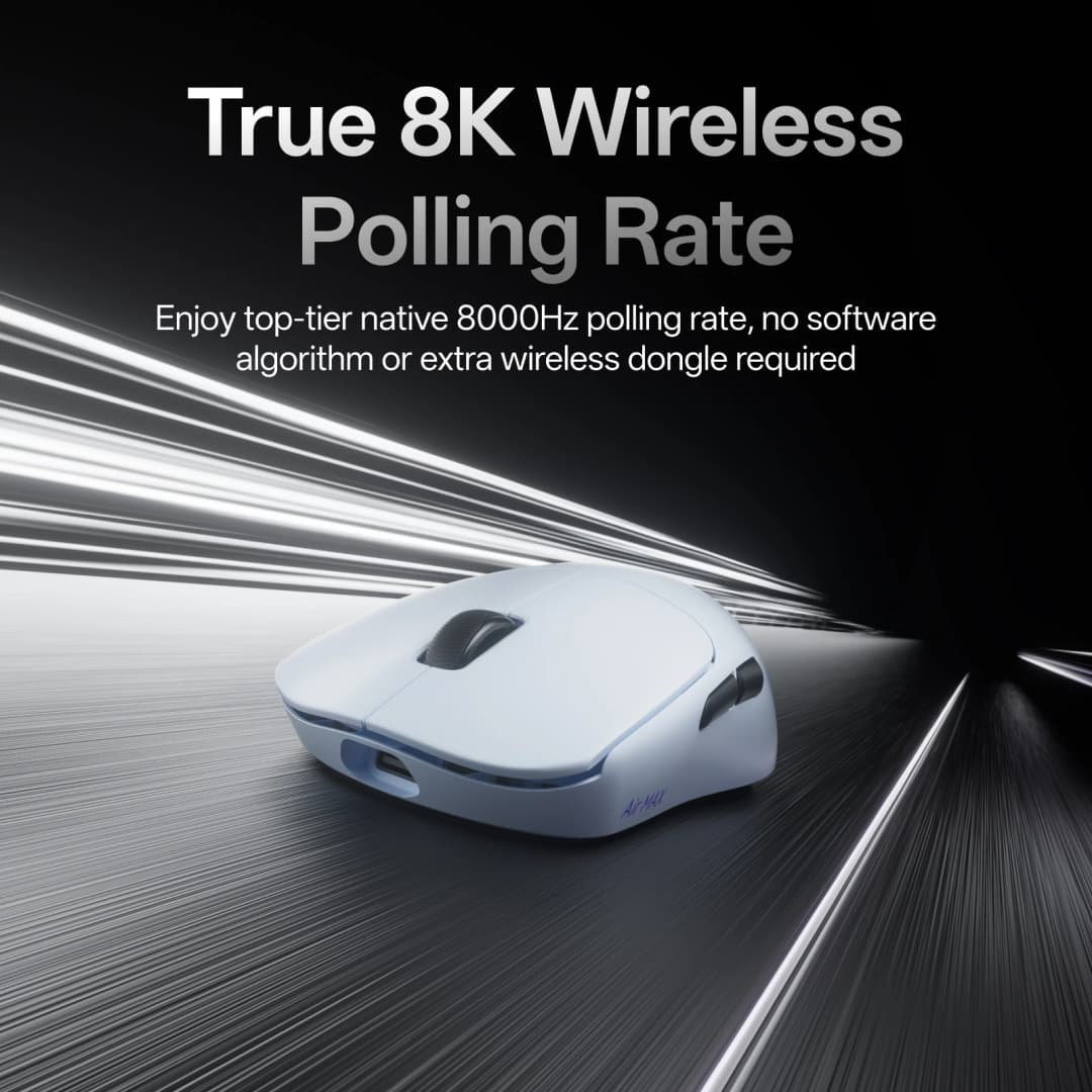 ماوس الألعاب اللاسلكي Rapoo VT0 Air MAX بمعدل استطلاع لاسلكي حقيقي 8K ومستوى الألعاب الإلكترونية بوزن 39 جرام خفيف و30000DPI مشفر بصري - 2