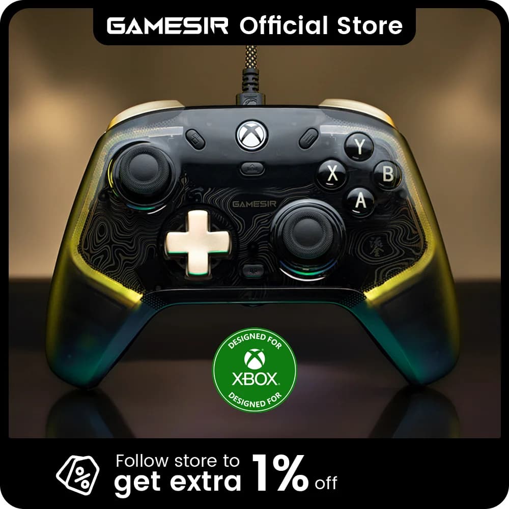 وحدة تحكم GameSir Kaleid Flux السلكية لـ Xbox Series X وS وOne مع عصا تحكم بتأثير Hall