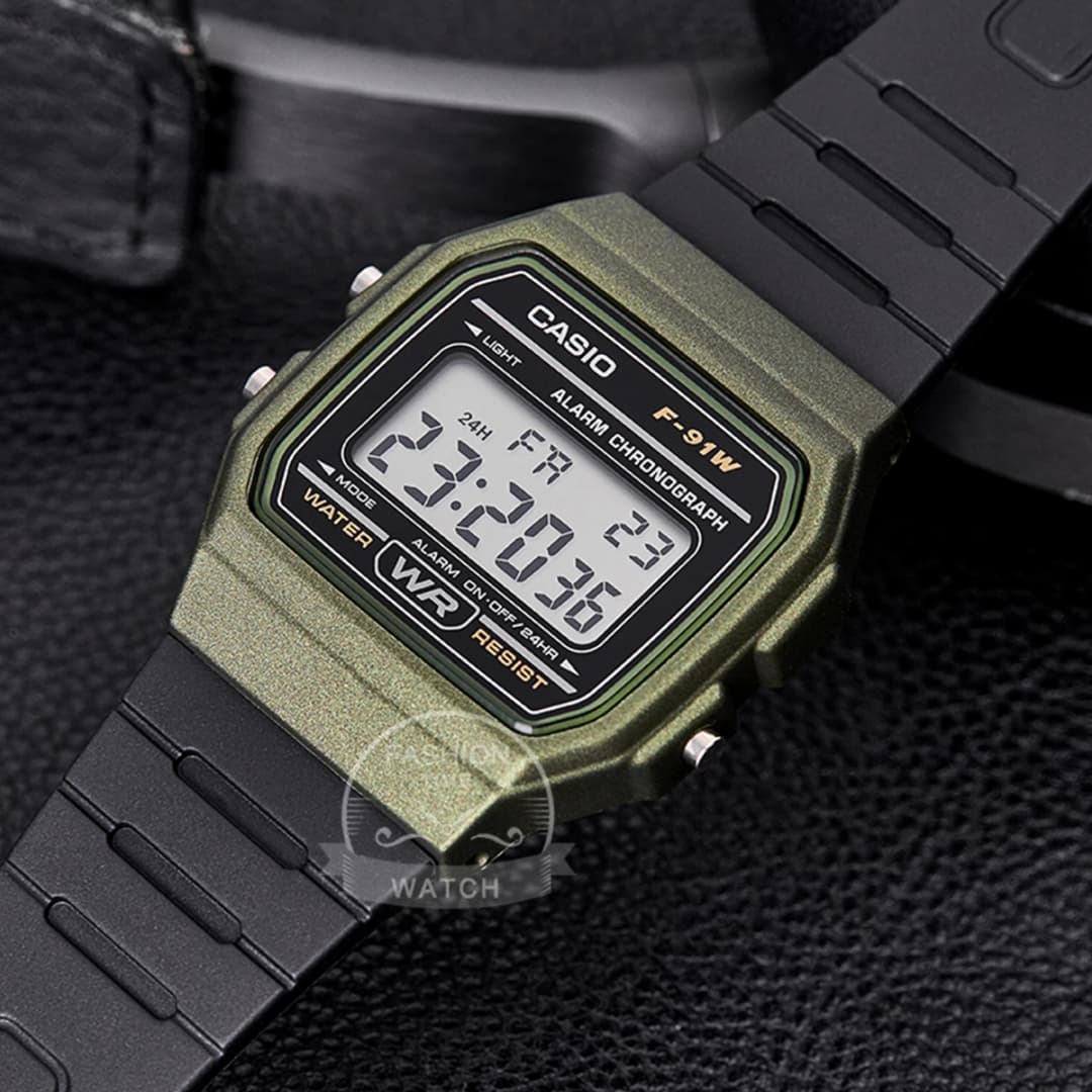 Casio Men's Watch Retro Fashion Black resin Strap digital Wristwatch Model F-91WM-3A - 6