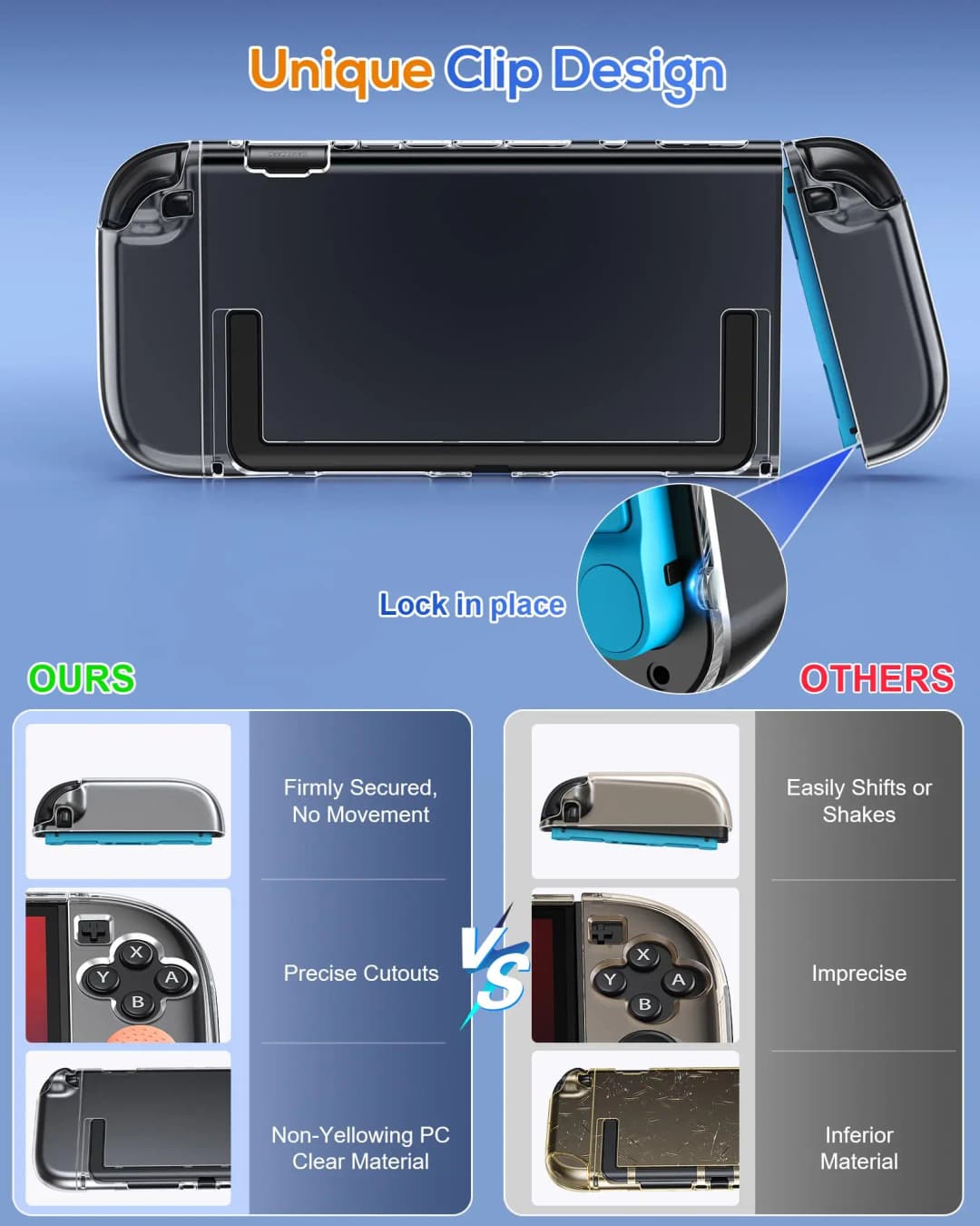 غطاء صلب شفاف للكمبيوتر الشخصي لوحدة تحكم Nintendo Switch 2، غطاء واقي مقسم لأكسسوارات Switch 2 - 6