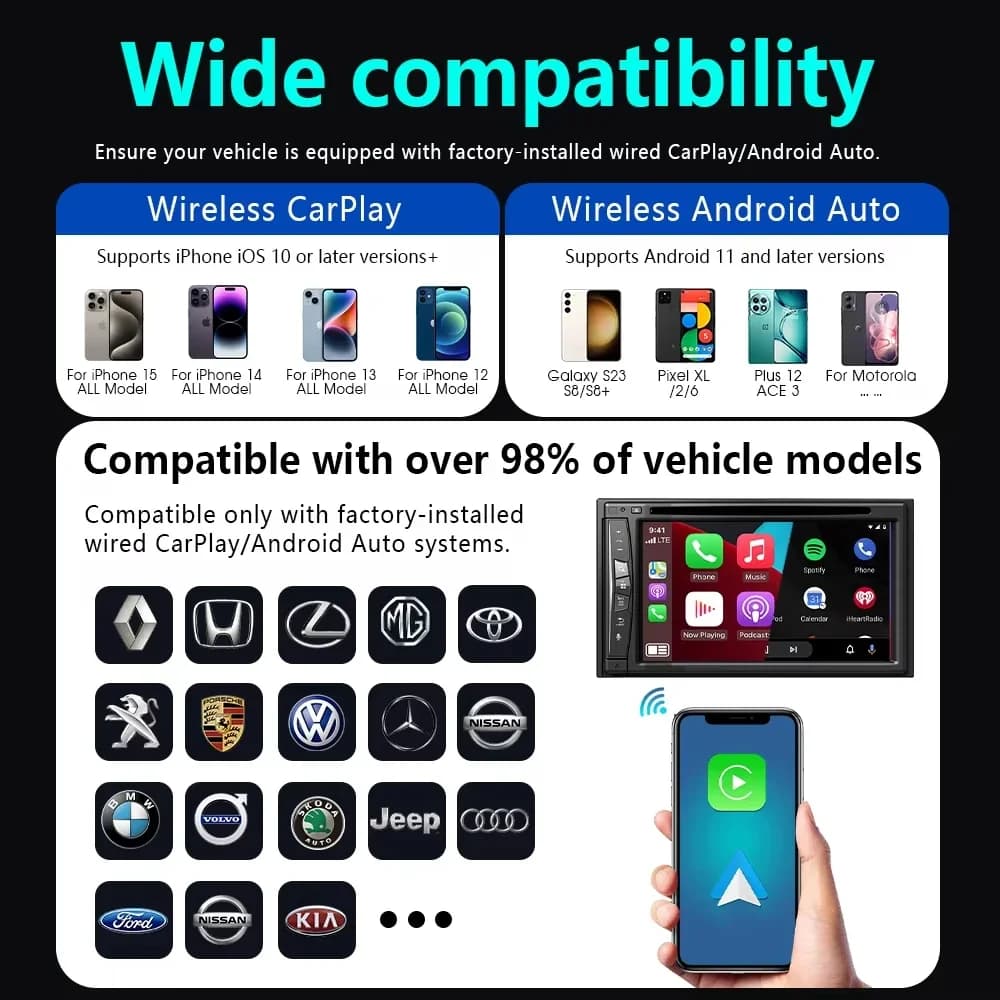2026 Upgrade 4 In1 Wired to Wireless CarPlay Android Auto AirPlay Mirror Link Stable Bluetooth Adapter For Audi Benz Toyota VW - 4