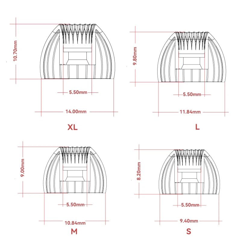 Moondrop Spring Tips  Silicone Soft Earphone Ear-Tips for IEMs 3 Pairs Compatible the Nozzle Diameter for 4.8mm-6.4mm - 4
