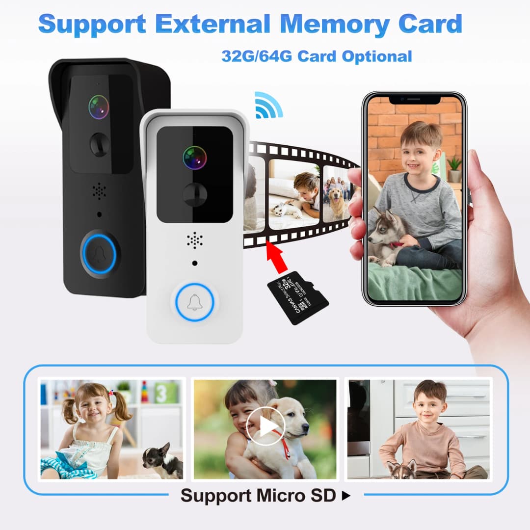 جرس باب فيديو WiFi بدعم 5G و2.4G، دقة 1080P، Tuya Smart، إنتركوم لاسلكي، كاميرا مقاومة للماء - 4