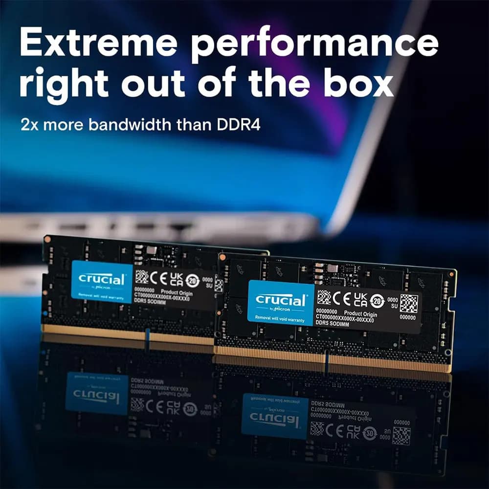 ذاكرة كمبيوتر محمول DDR5 من Crucial، 16GB، 8GB، 32GB، 4800، 5600MHz، PC5-38400، 44800، غير ECC، 262Pin، SODIMM، لـ Intel و AMD - 4