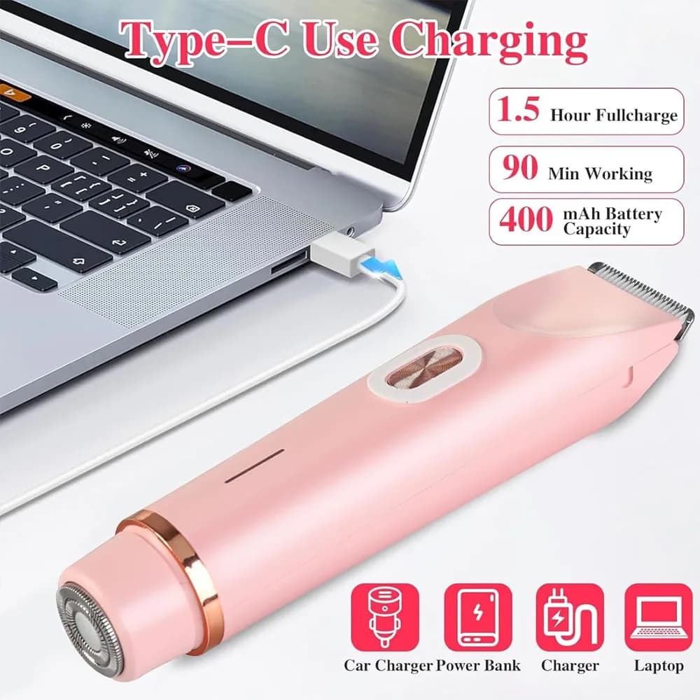 2in1 Electric Epilator Razors Painless Bikini Trimmer Facial Mustache Shavers Body Hair Trimmer for Women Facial Hair Remover - 5