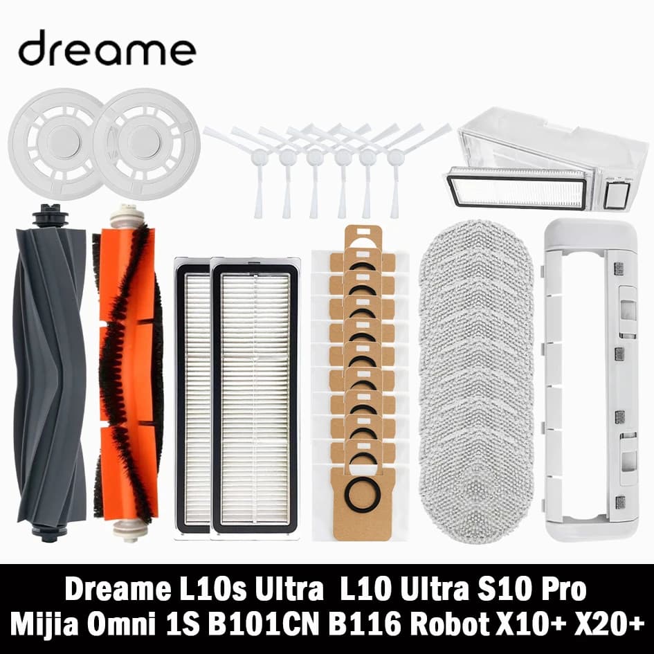 دريم L10s ألترا / L10S برو لجهاز XIAOMI ميجيا أومني 1S B101CN B116 X10+ X20+ قطع غيار مكنسة روبوتية فرشاة جانبية رئيسية فلتر هيبا