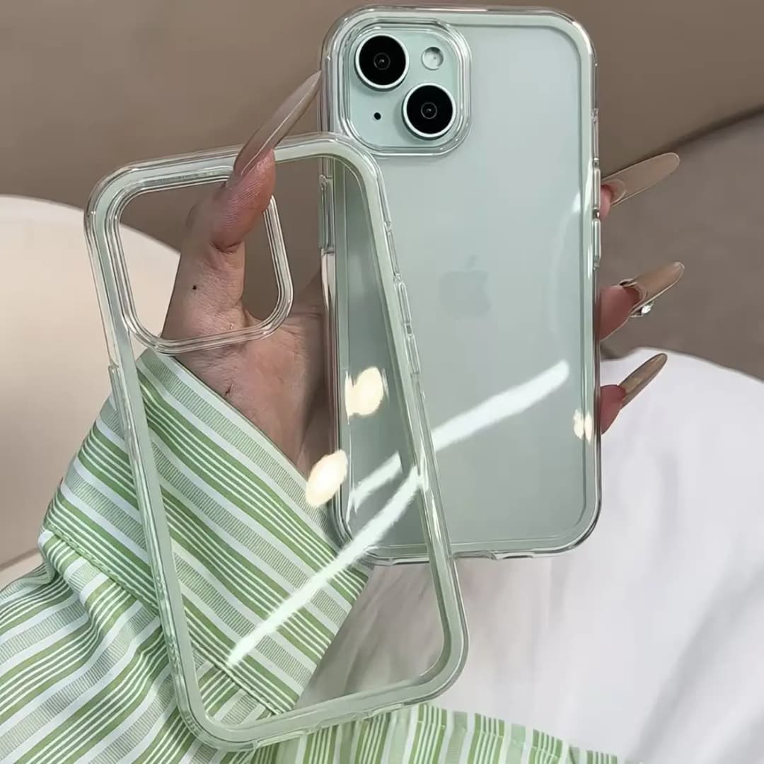 Luxury Candy Color Frame Clear Back Phone Case For iPhone 17 16 15 14 13 12 Pro Max 11 16PLUS 17 Acrylic Shockproof Bumper Cover - 4