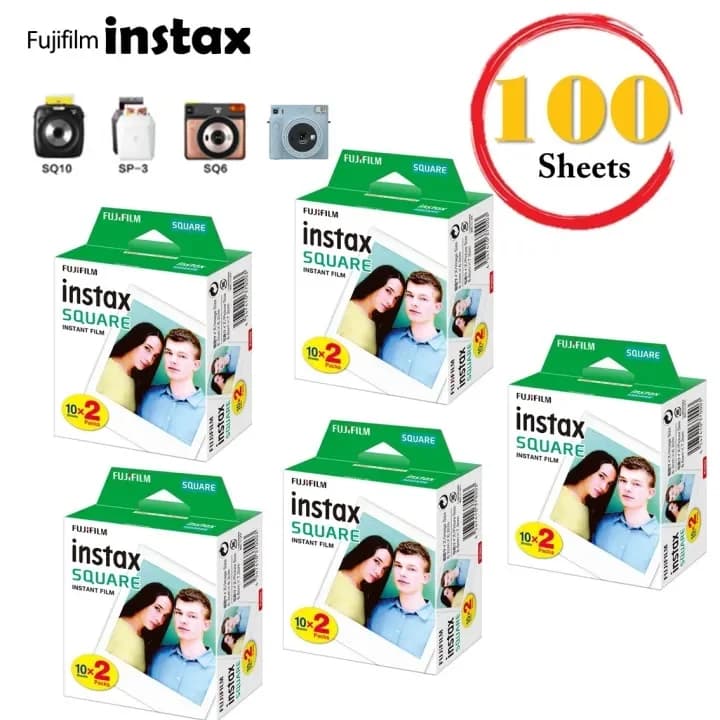 ورق صور بحافة بيضاء من Fujifilm Instax Square، 10-100 ورقة، لكاميرا Instax SQ10 وSQ6 وSQ20 وSQ40 الفورية وطابعة SP-3