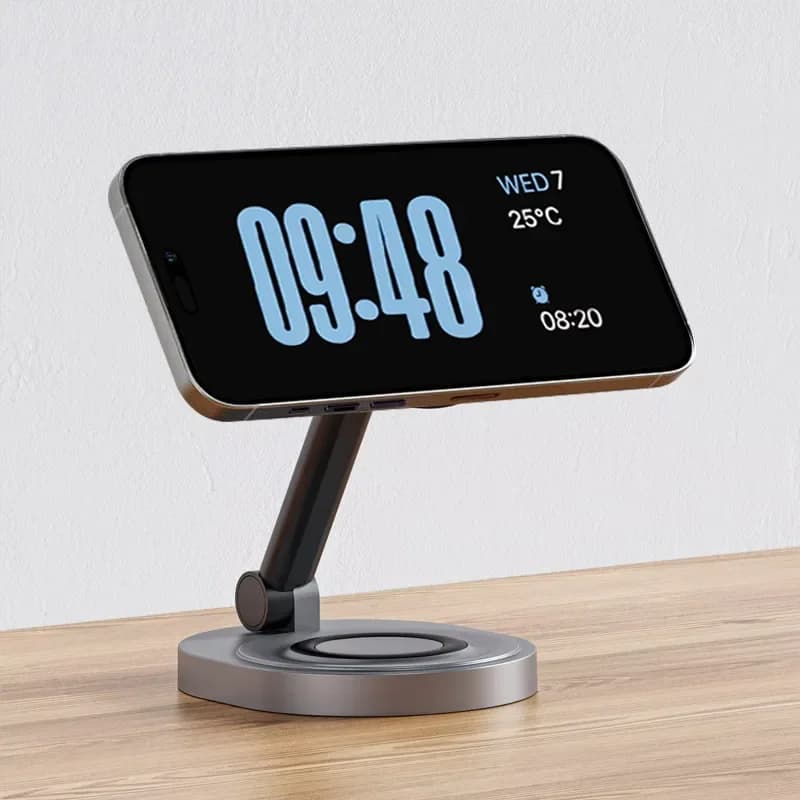 3 في 1 حامل شاحن لاسلكي مغناطيسي لـ Magsafe iPhone 16 15 14 13 12 Pro Max Apple Watch Airpods محطة شحن سريعة