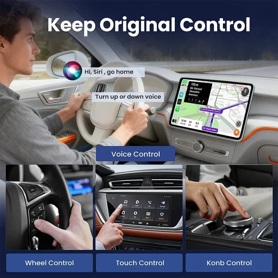 2in1 Wireless CarPlay Android Auto Adapter Plug & Play Dongle AI Smart Box For iPhone Android Fast Connect WiFi Bluetooth ，Audi - 5