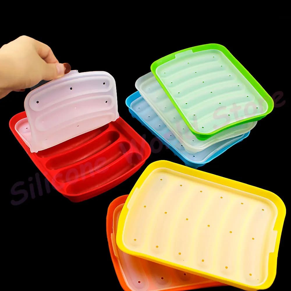 Silicone World DIY Silicone Sausage Molds With Lid Baby Complementary Food Baked and Steamed Ham Hot Dog Making Mold Baking Tool - 4