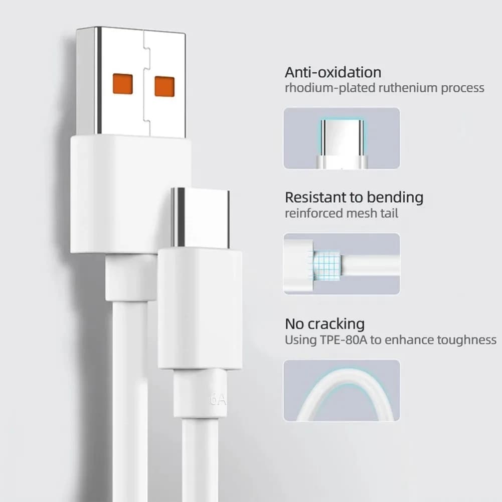 Xiaomi Original Usb Type C Cable 120W 67W Turbo Fast Charger Mi 15 14 13 12T Pro 12 11 Ultra Poco X6 X7 Redmi Note Black Shark 5 - 5