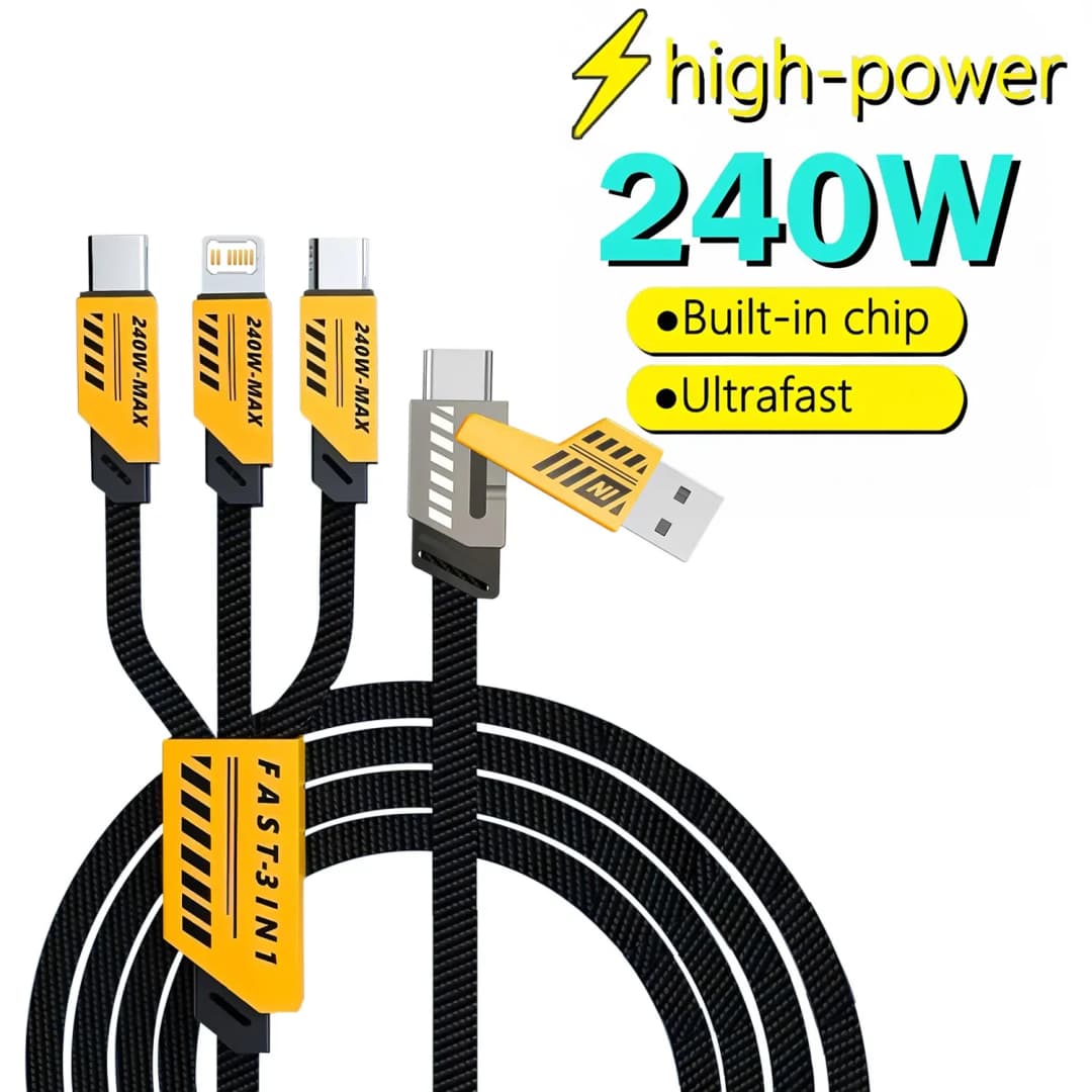 3 في 2 240 واط سلك شحن سريع لمايكرو USB نوع C كابل الشاحن 1.2 متر منفذ USB متعدد سلك شحن USB متعدد آيفون هواوي