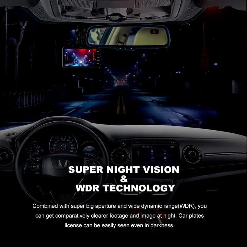 Dash Cam Camera Car HD 1080P Touch Night Vision Video Recorder Vehicle CAR DVR Black Box Driver Recorder Front and Rear Dashcam - 5