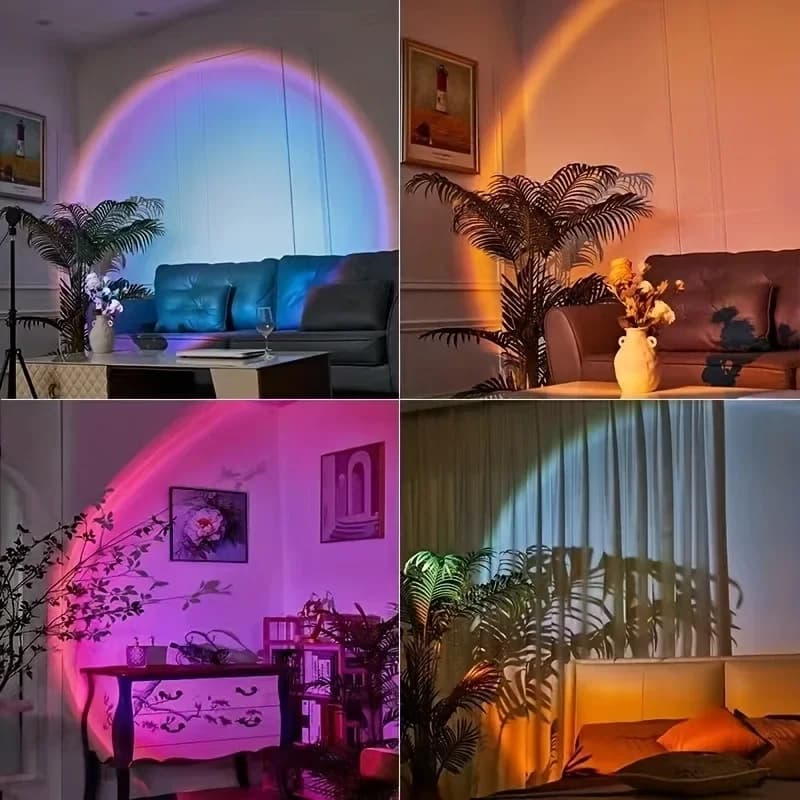 إضاءة ليلية بروجكتور LED USB إضاءة ليلية بجو غروب الشمس RGB مع تحكم عن بعد تستخدم لتصوير ديكور الغرفة - 6