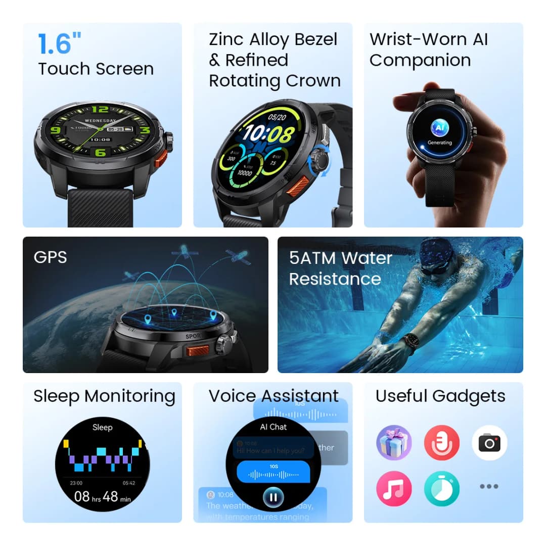 HAYLOU Solar Ultra GPS Smartwatch 1.6” AMOLED Display 5ATM Waterproof Built-in GPS Bluetooth Phone Calls Sports Smart Watch - 2