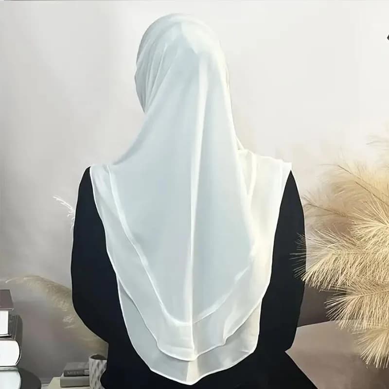 حجاب نسائي حجاب فوري وشاح شو خيمار 2 طبقة قصيرة دانتيل عمامة متواضعة صلاة مسلمة حجاب جلباب عربي نسائي Musulman - 3