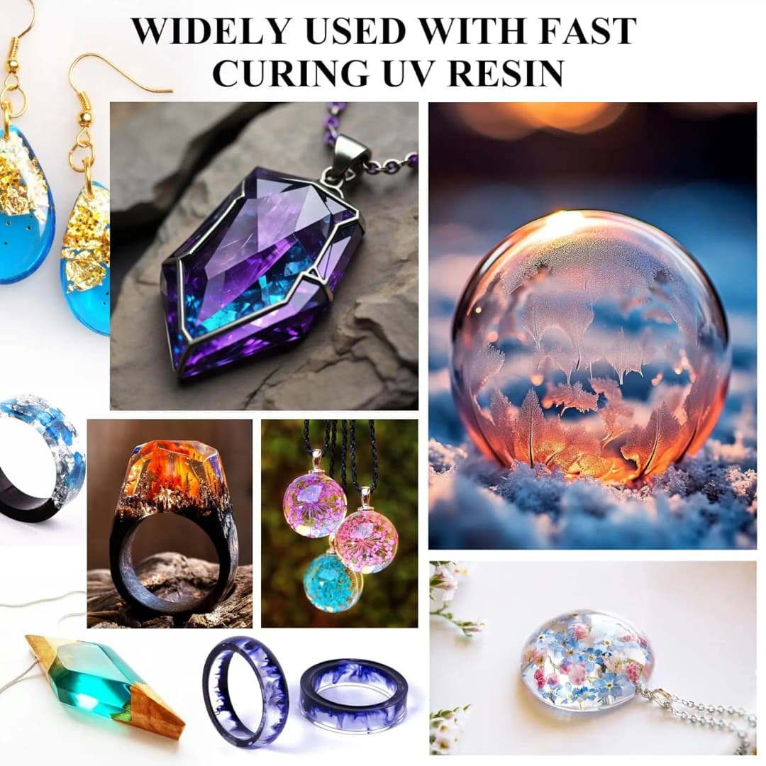 UV Resin With UV Lamp Kit - 7.05oz/1.1LB Crystal Clear UV Resin Set, Fast Curing And Hard UV Resin For Handicraft Jewelry Making - 5