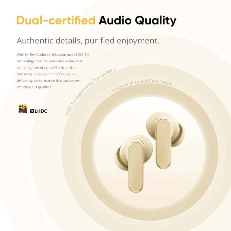 الإصدار العالمي realme Buds Air 8 55dB إلغاء ضوضاء عميق للغاية سماعة أذن لاسلكية حقيقية بلوتوث 5.4 سماعات أذن LHDC 5.0 IP55 - 6
