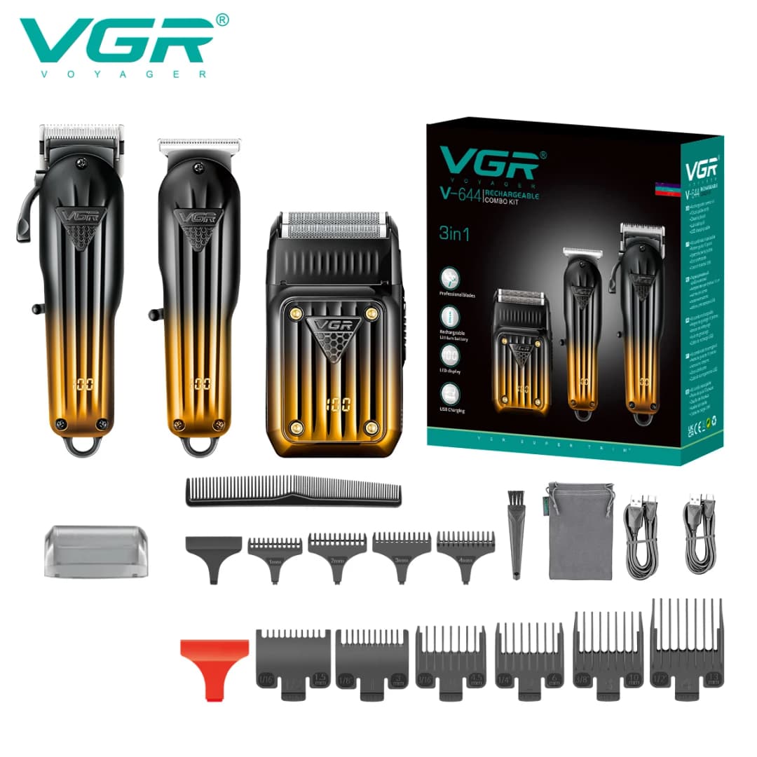 VGR 644 ماكينة قص الشعر المتدرج - كهربائية، قابلة لإعادة الشحن، احترافية للرجال