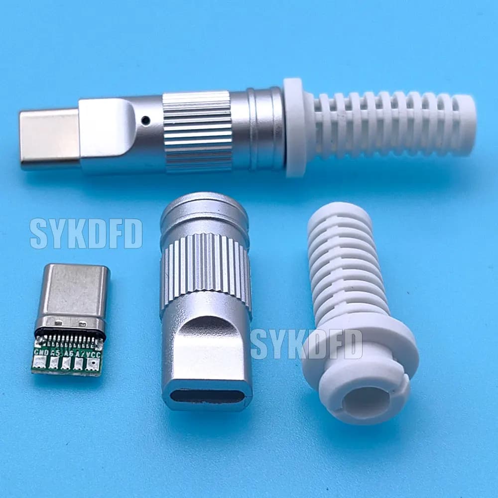 USB 3.1 Type-C ذكر 5 نقاط لحام لهاتف محمول شحن سريع 3A C إلى C مع وسادة لحام CC إصلاح DIY كابل شحن البيانات - 4